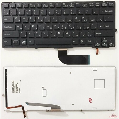 Клавиатура для ноутбука Sony Vaio VPC-SB VPC-SD черная без рамки с подсветкой 1720₽