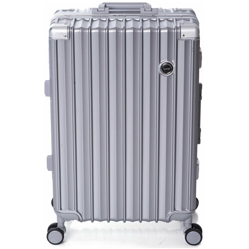 Чемодан Leegi, ABS-пластик, опорные ножки на боковой стенке, жесткое дно, усиленные углы, рифленая поверхность, износостойкий, водонепроницаемый, 101 л, размер L, серебряный