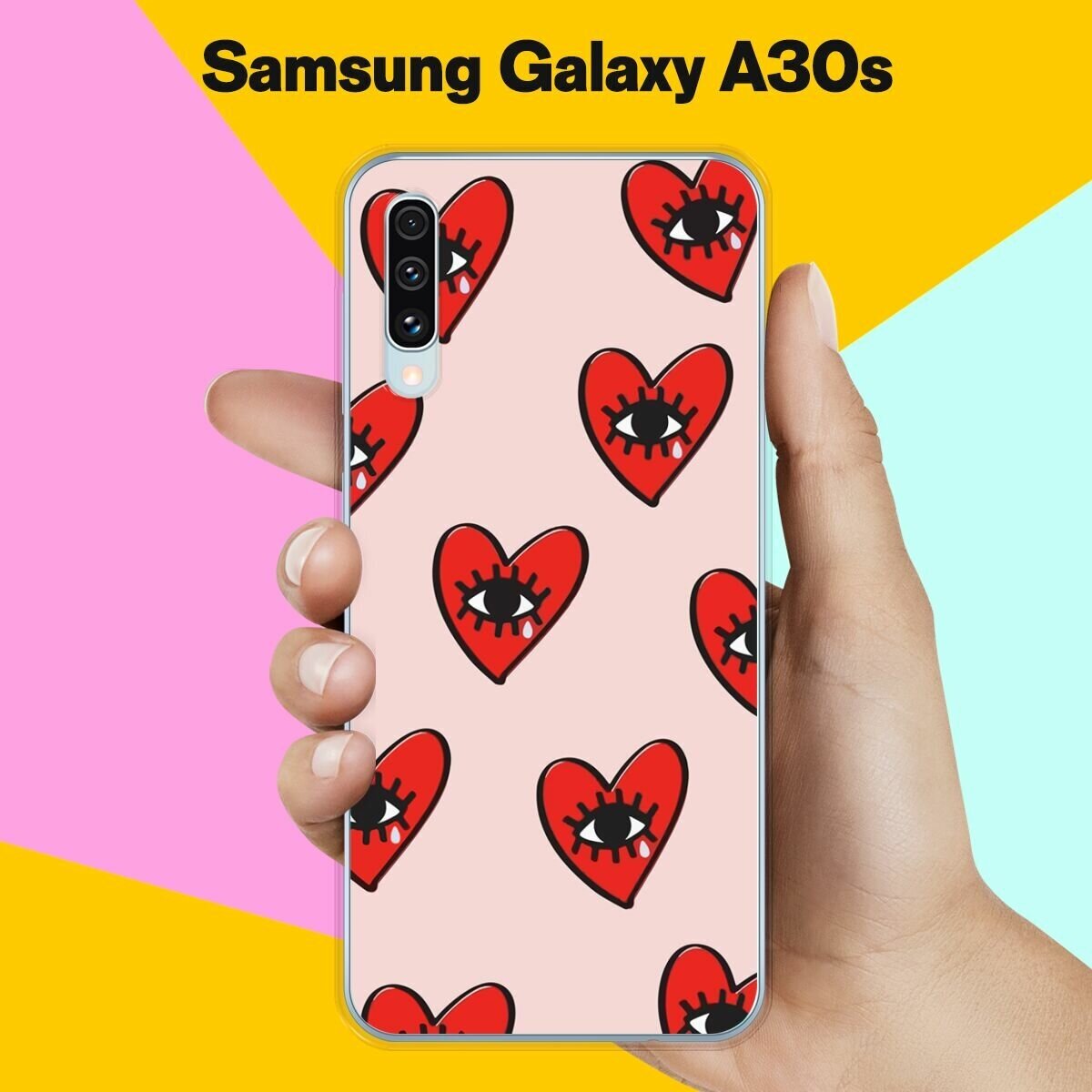 Силиконовый чехол на Samsung Galaxy A30s Сердца / для Самсунг Галакси А30с