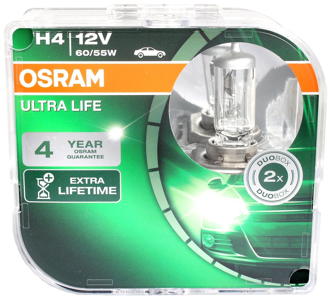 Набор ламп 12Vx60/55W H4 p43 OSRAM ULTRA LIFE 2 штуки комплект