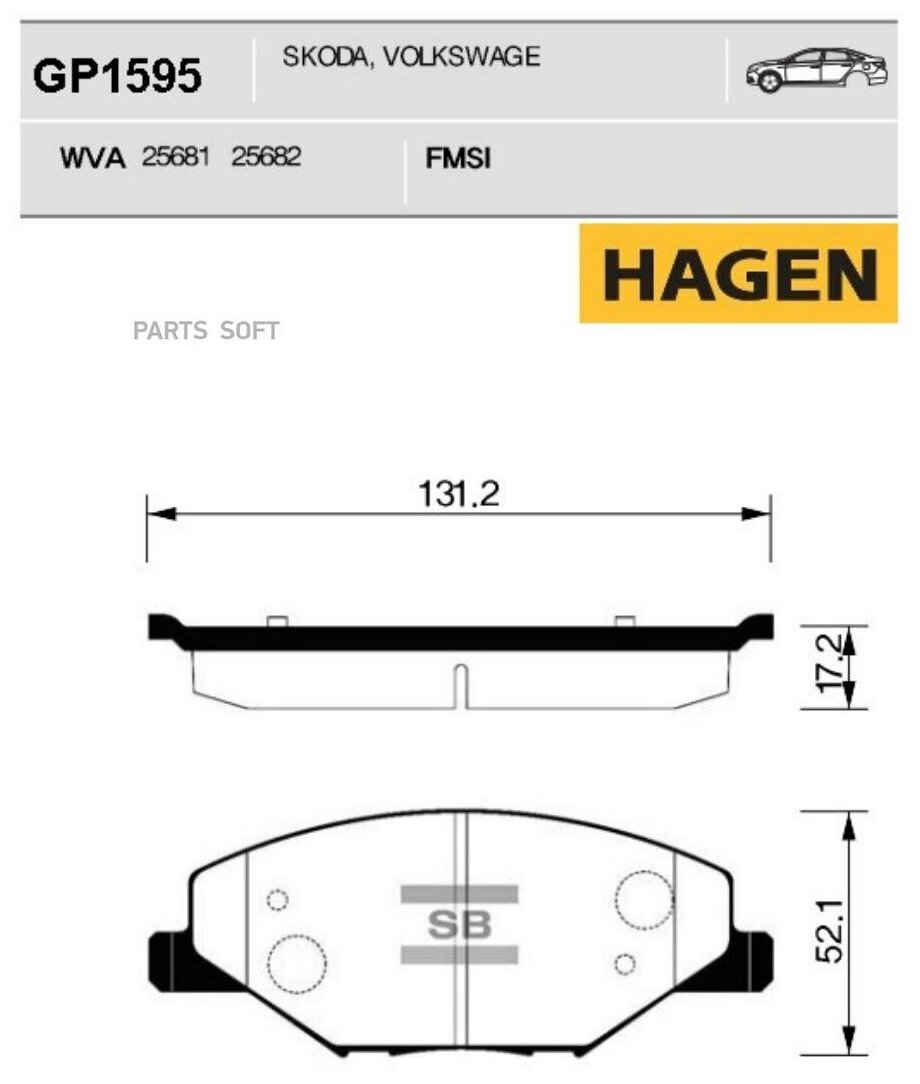 Колодки тормозные передние PREMIUM SANGSIN BRAKE GP1595 VW Polo Sedan 2010--/SKODA Rapid 2014--