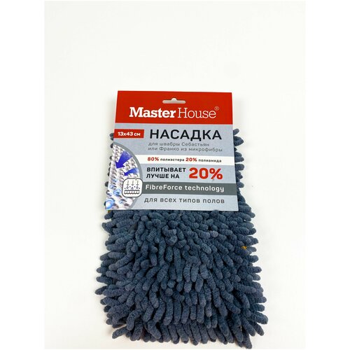 Насадка на швабру микрофибра длинный ворс лапша серая 43х13см