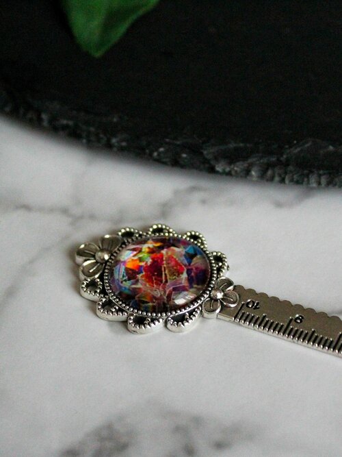 Радужный кристалл металлическая закладка серебро, оригинальный готовый подарок девушке подруге сестре
