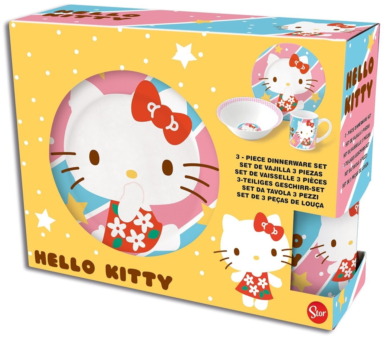 Набор посуды Stor керамической в подарочной упаковке №4, 3 предмета, Hello Kitty (46285)