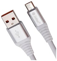 Кабель Zetton Round Soft USB - microUSB 1 м белый