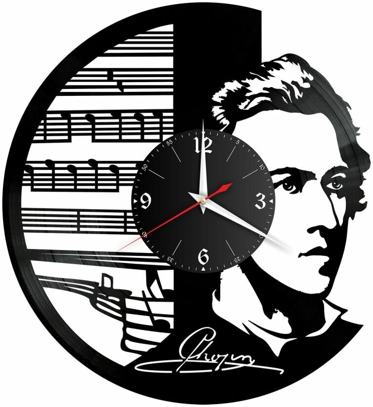 Часы из винила Redlaser "Фридерик Шопен, Fryderyk Chopin, композитор, пианист" VW-10914