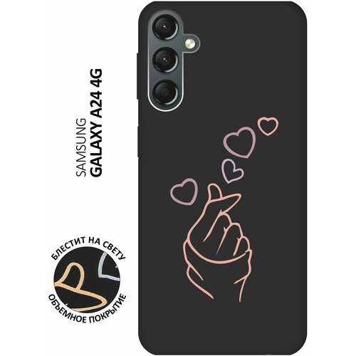 Матовый Soft Touch силиконовый чехол на Samsung Galaxy A24, Самсунг А24 с 3D принтом K-Heart черный матовый soft touch силиконовый чехол на samsung galaxy a24 самсунг а24 с 3d принтом nirvana черный