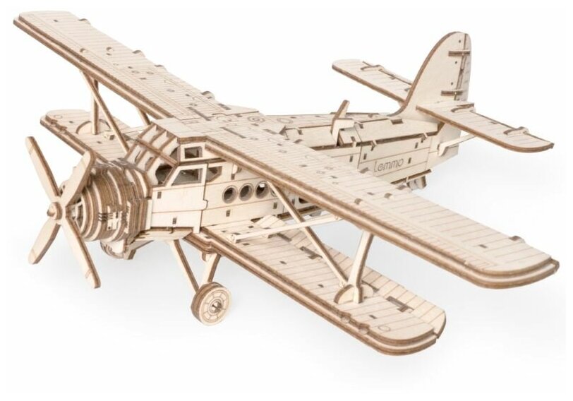 Деревянный конструктор / Сборная модель самолета / Самолет с мотором / модель для сборки Lemmo Самолет "Арлан"