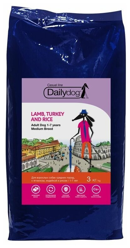 фото Сухой корм для собак DailyDog Casual Line, ягненок, индейка, с рисом (для средних и крупных пород)