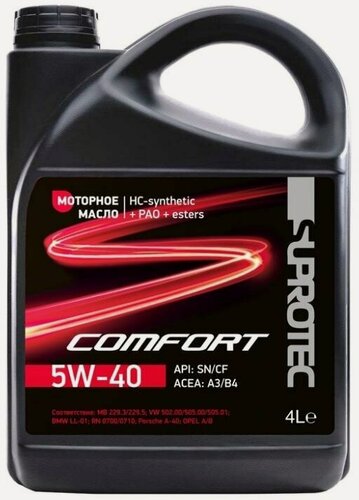 Изображение товара Масло моторное Suprotec Comfort 5W-40, 4л 124367