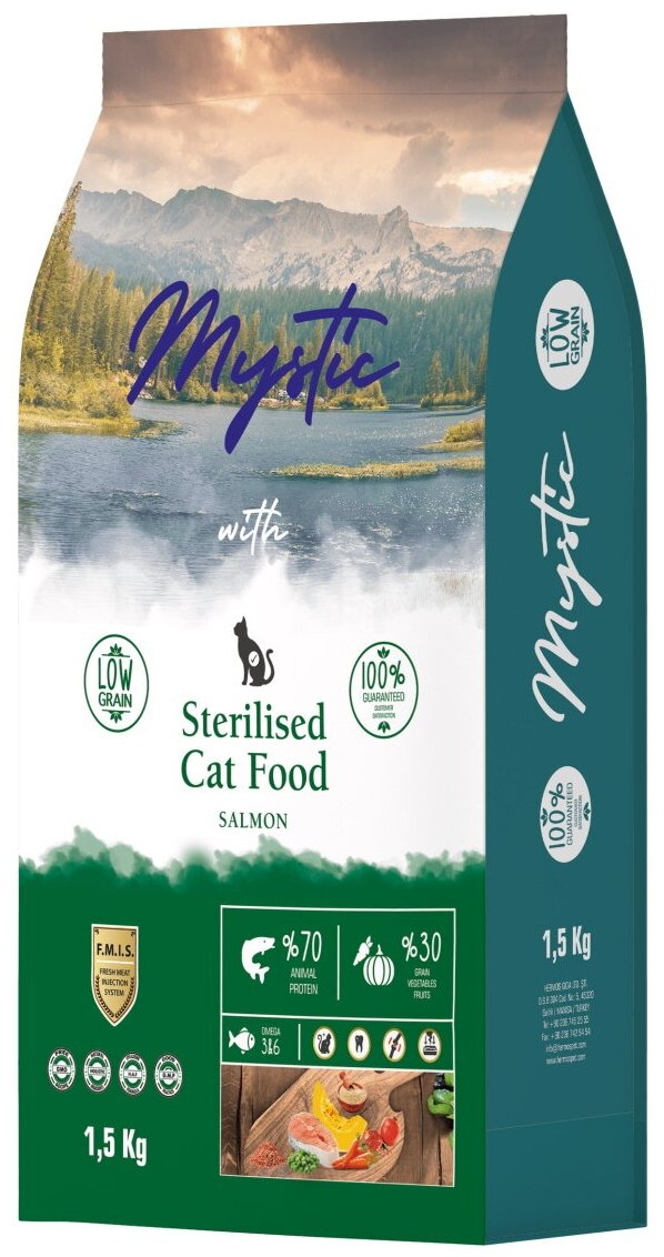 Mystic Sterilised Cat Food Salmon 1,5 кг сухой корм для стерилизованных кошек с лососем