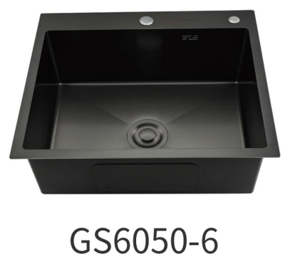 Врезная мойка для кухни Gappo нержавеющая сталь (GS6050-6) цвет черный - фотография № 1
