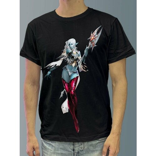 фото Футболка мужская черная из хлопка с dtf рисунком игры lineage 2 - 3270 будь на стиле