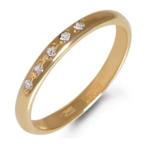 Кольцо, красное золото, 585 проба, бриллиант, размер 19.5 кольцо с 4 бриллиантами из красного золота