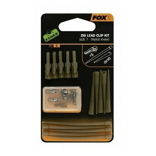 Безопасная клипса Fox Edges Zig Lead Clip Kit 5шт Size 7 Trans Khaki 2019