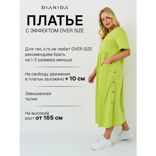 фото Платье dianida, размер 54, салатовый