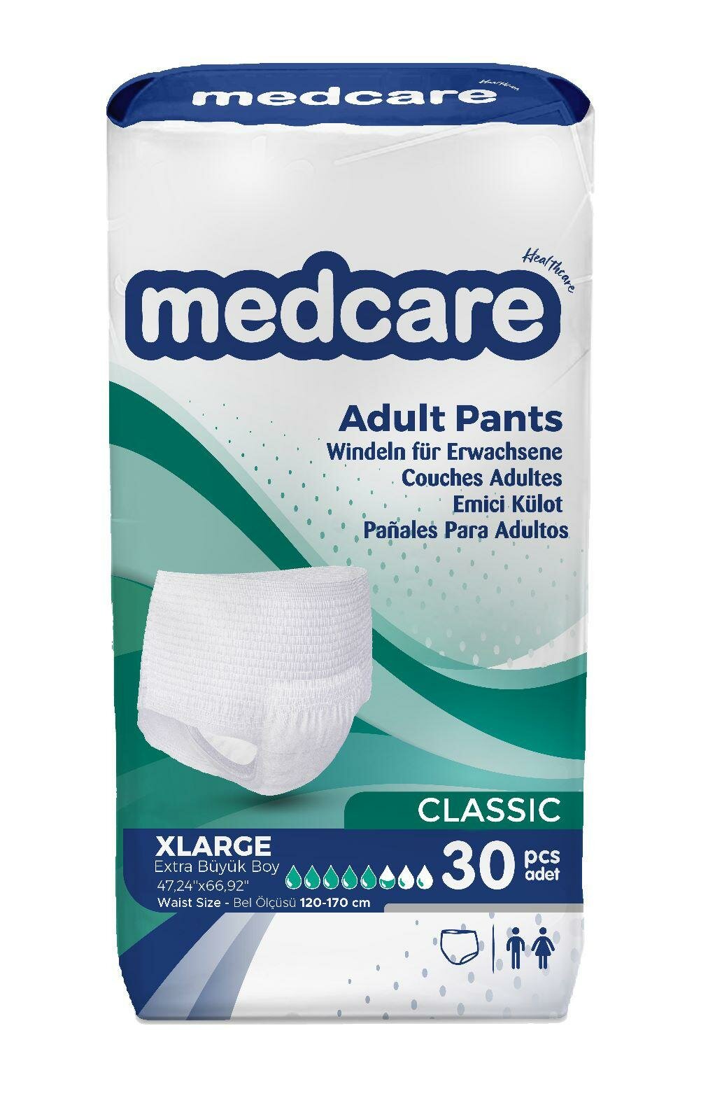 MEDCARE CLASSIC Подгузникитрусики для взрослых XL 120170см30шт
