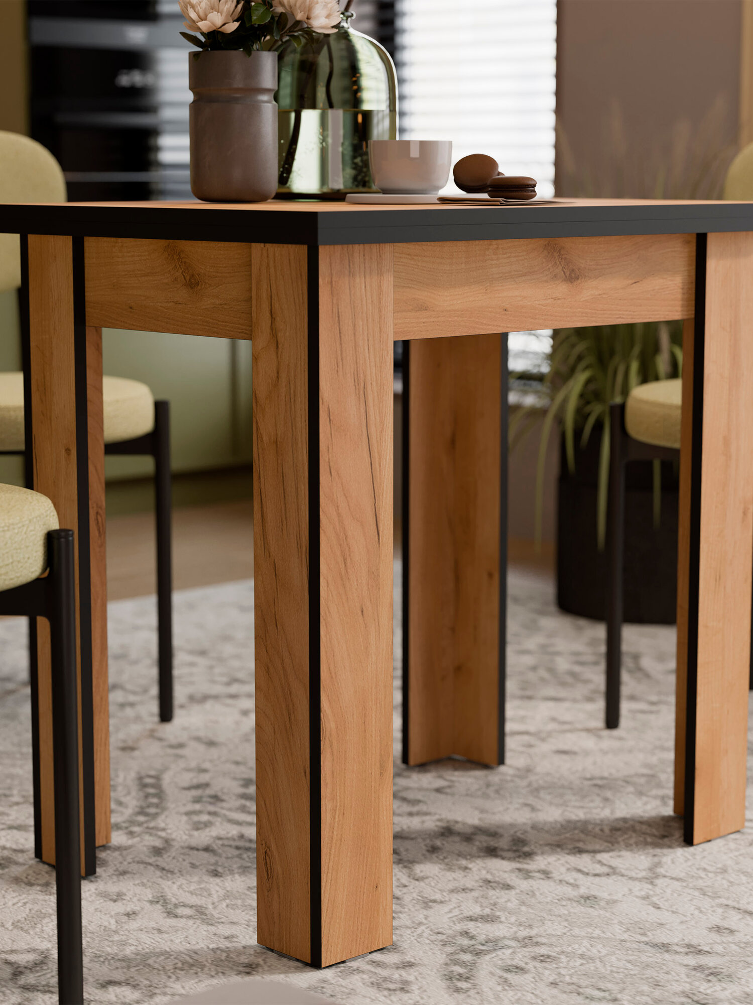 Стол обеденный FRENT "Ронкс", ЛДСП, откидная конструкция, цвет дуб крафт золотой — фото 1