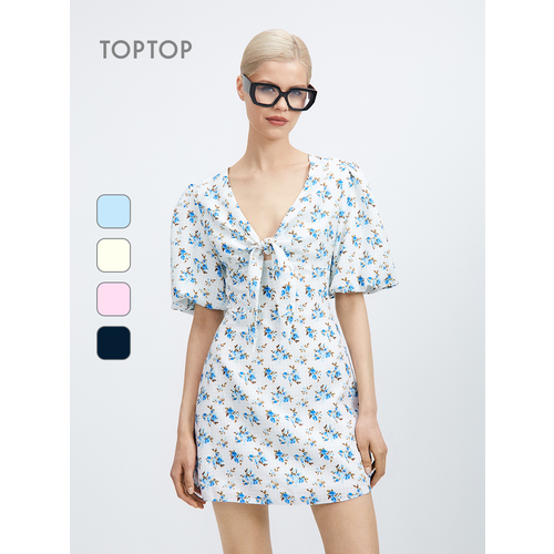 фото Платье toptop, размер s, белый/голубой