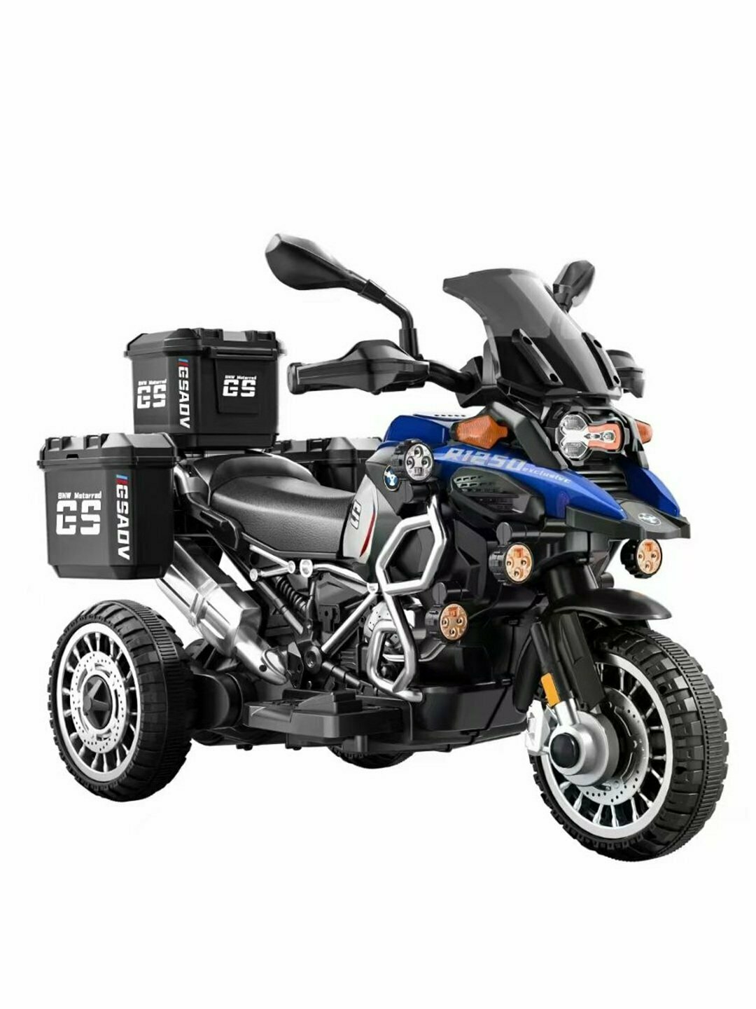 Электромотоцикл "BMW GS Adventure", для детей, 3 в 1, LED-фары, звук мотора, черный/красный/синий/хаки