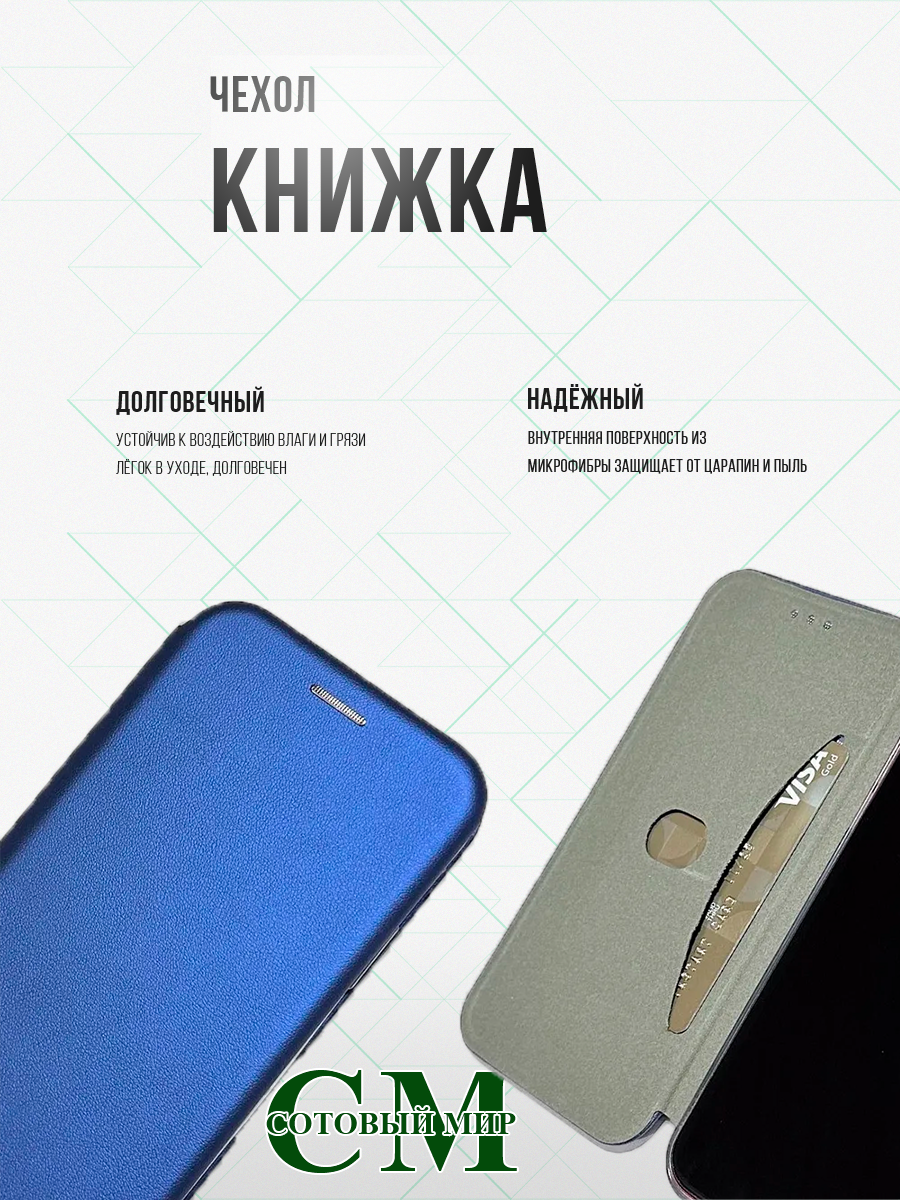 Чехол книжка для Realme 10 4G / Реалми 10 4G, синий. Противоударный чехол-книжка — фото 1