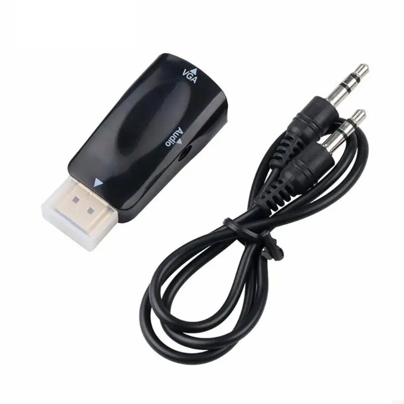 DNVYUAX Конвертер HDMI на VGA с аудио 3.5 мм 1080P, Black