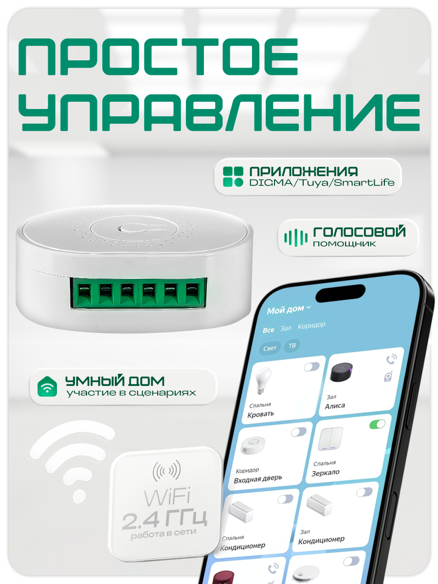 Умное беспроводное двухканальное WIFI реле выключатель PS-link TMW02 16 Ампер — фото 1