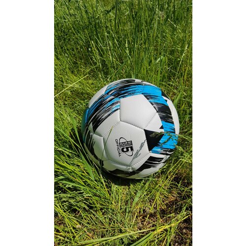 Прочный футбольный мяч с моушен блюр черно-голубым рисунком и нескользящим покрытием, официальный вес и размер