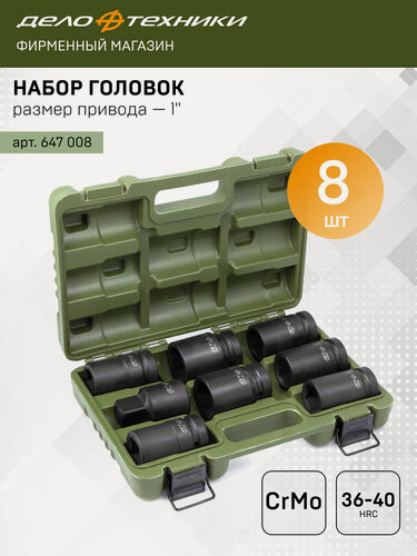 Изображение товара Набор головок для ручного гайковерта 1", 8 шт. (536380), Дело Техники, 647008