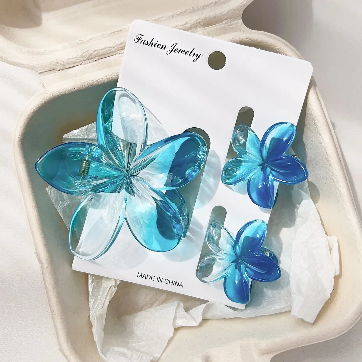 Зажимы для волос Flower Clear Blue
