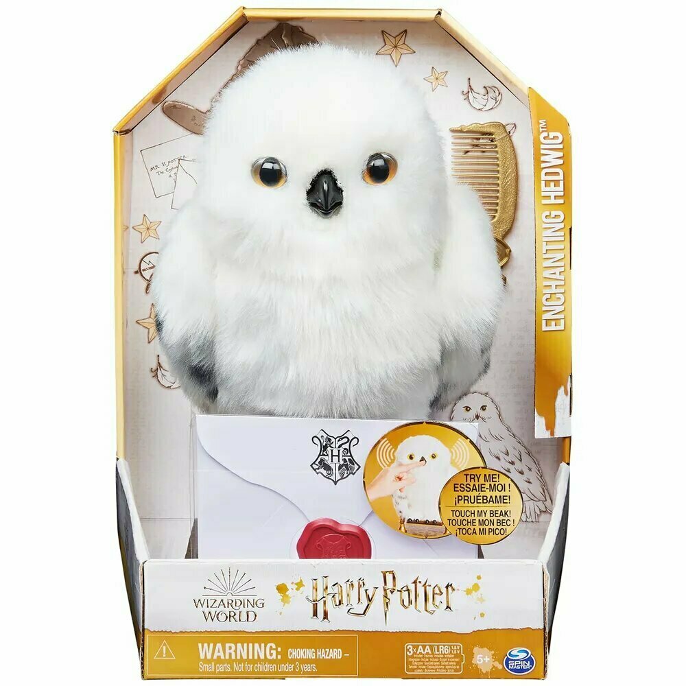 Wizarding World Harry Potter Enchanting Hedwig / Интерактивная сова с более чем 15 звуками и движениями и конверт "Хогвартс" - игрушки для детей от 5 лет. / Гарри Поттер