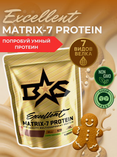 Изображение товара Многокомпонентный протеин Binasport "Excellent Matrix-7 PROTEIN" 1000 г со вкусом имбирного пряника
