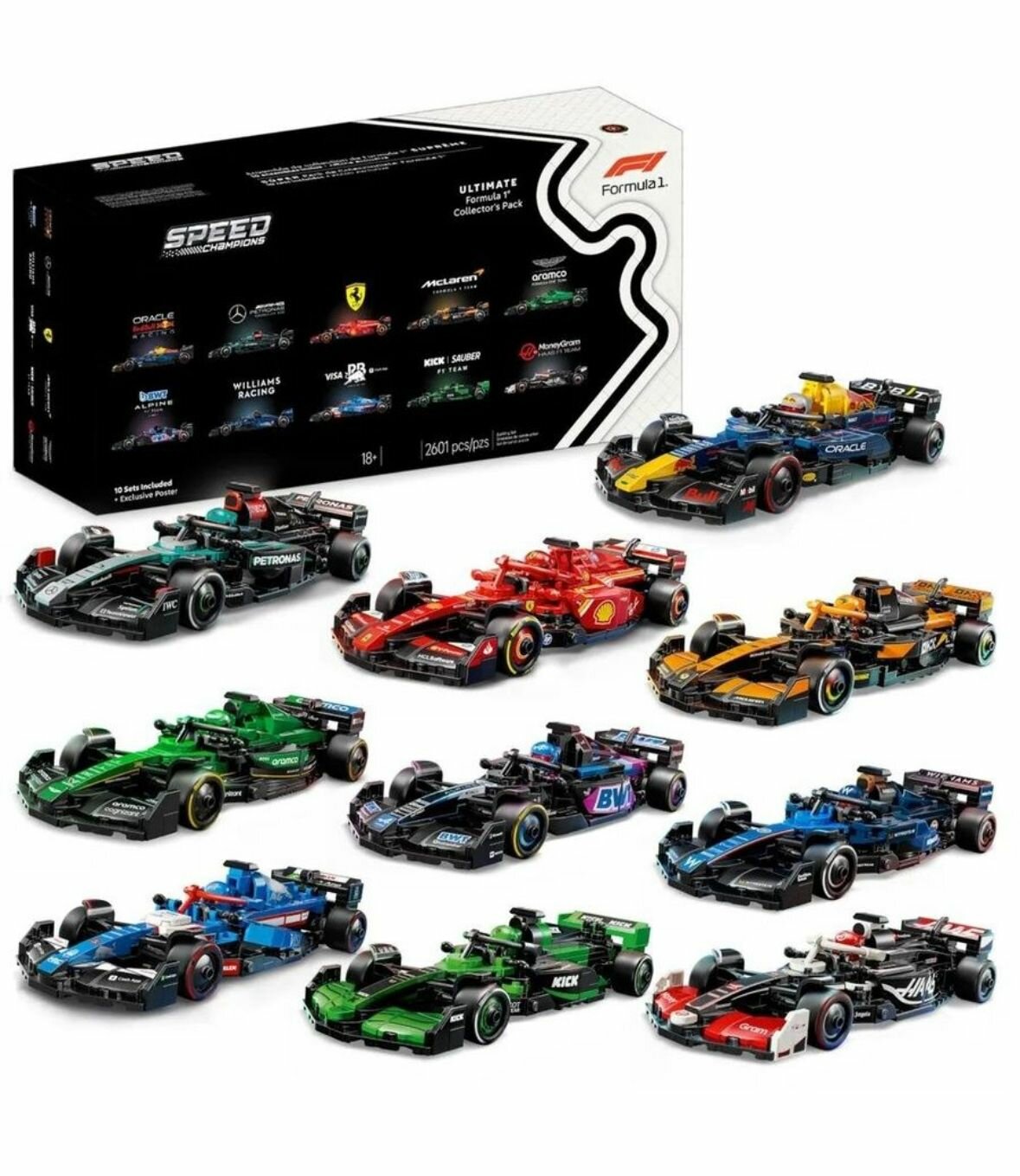 Конструктор Коллекционный набор Формулы 1 Speed Champions 2601 деталь 10 машинок F1