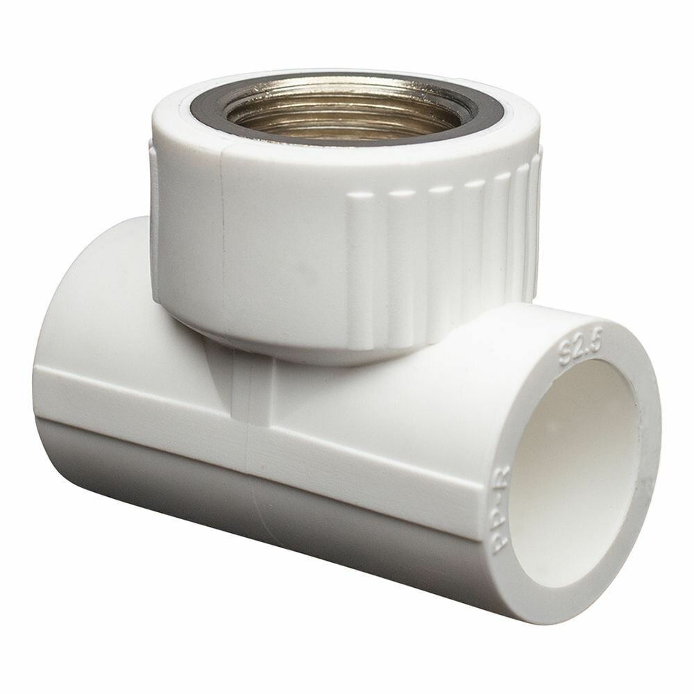 Тройник полипропиленовый 3/4" на 20 мм, комбинированнный, резьба внутренняя, 1 шт — фото 1