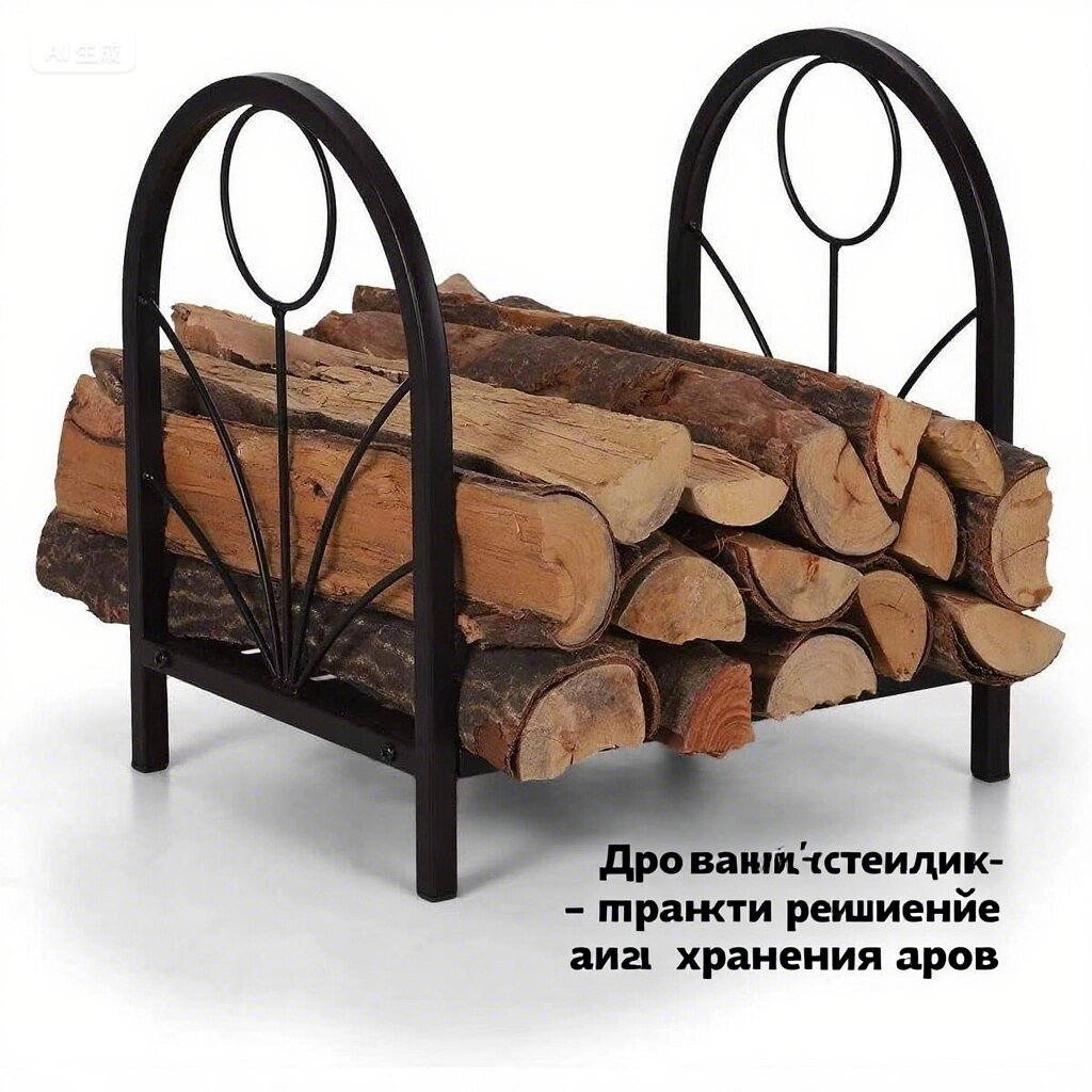 Металлическая кованая дровница для камина и бани под дрова для дома и улицы цвет черный 40х31х41см