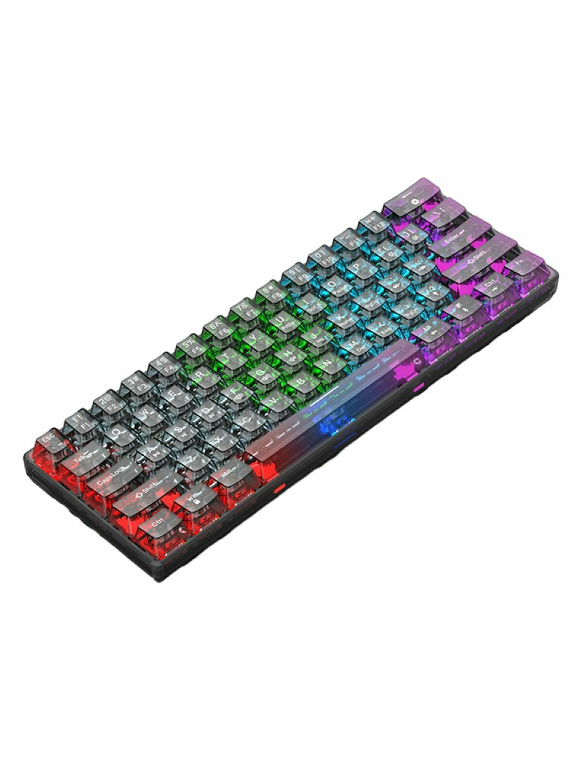 61 Keys Wired Gaming Keyboard Full-Transparent RGB Backlit USB Keyboard for Laptop Desktop Computer Accessories