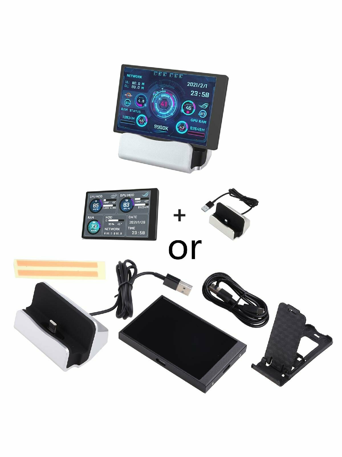 New 3.5 Inch IPS TYPE-C Secondary Screen Computer CPU GPU HDD MonitorUSB Display For Freely AIDA64 Mini Monitor