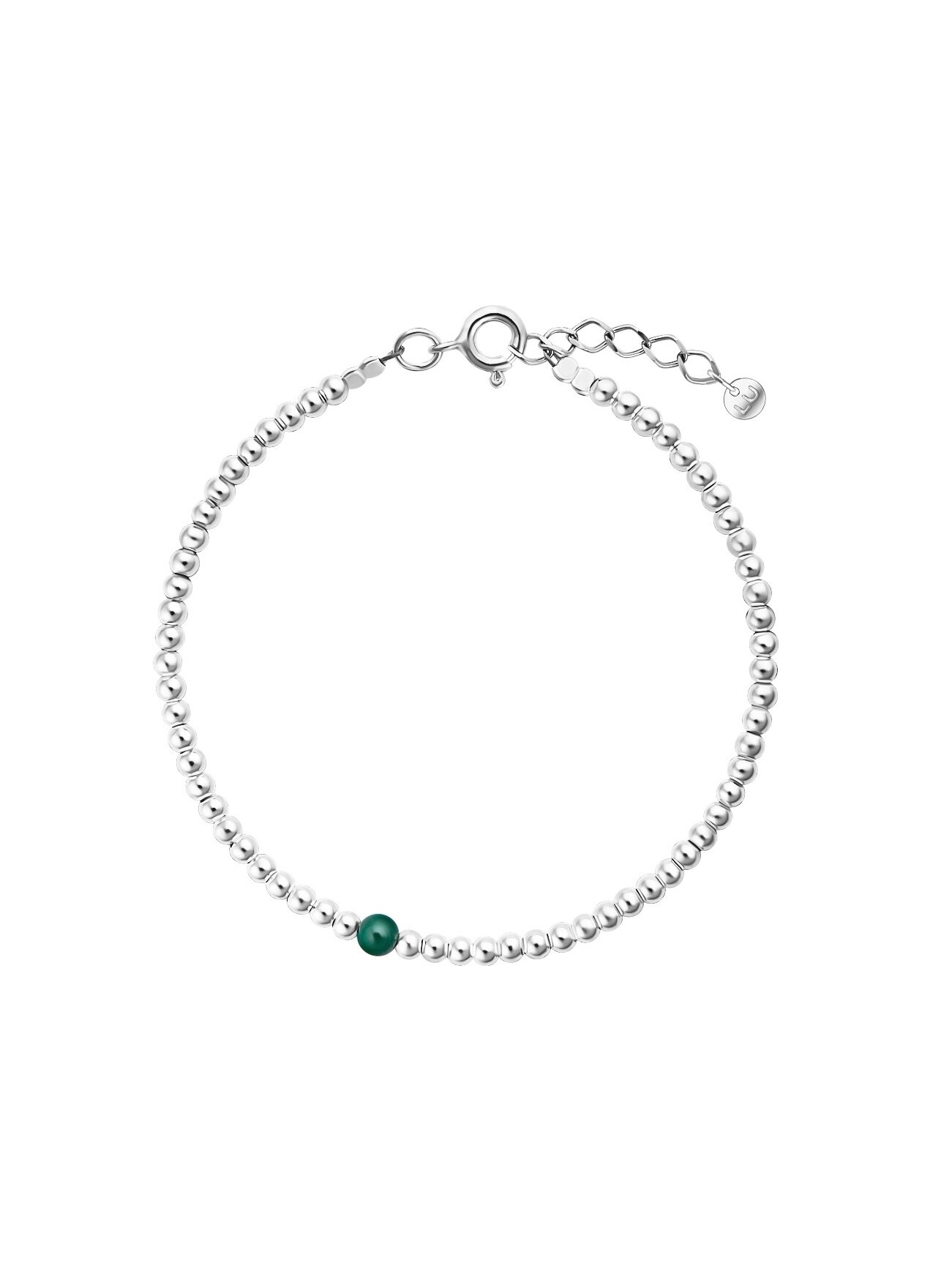 Жесткий браслет LU Jewel, серебро, 925 проба, малахит, длина 16 см., серебристый/зеленый