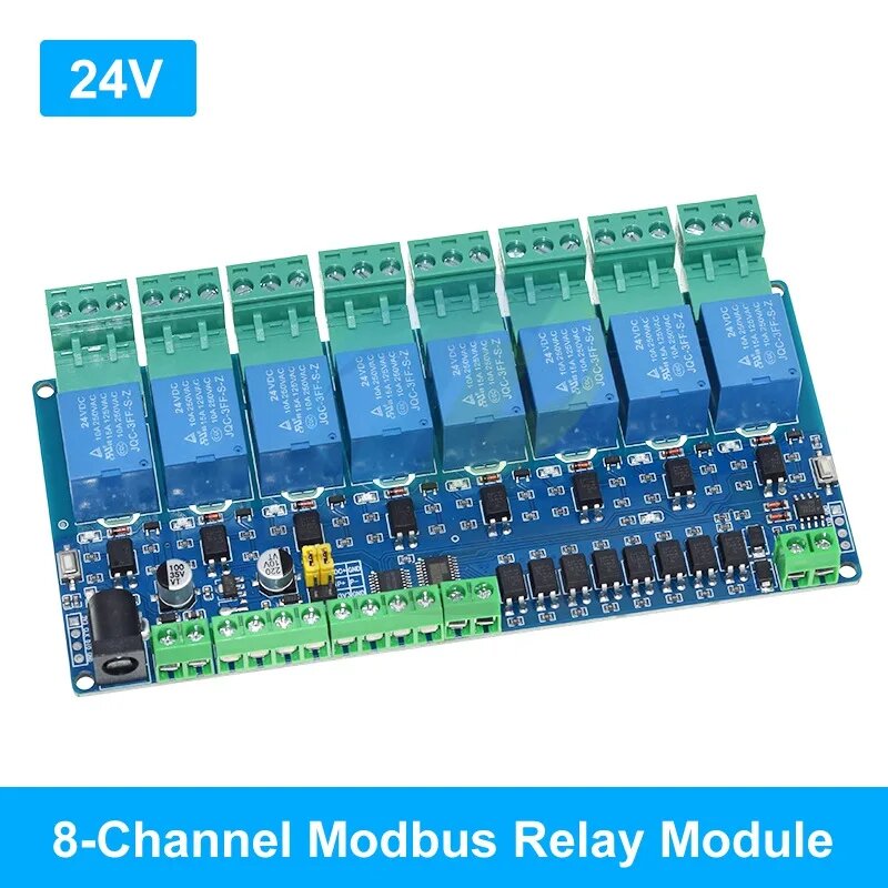 Релейный модуль TZT Modbus-RTU 1/2/4/8 каналов, 24V 8 Channel