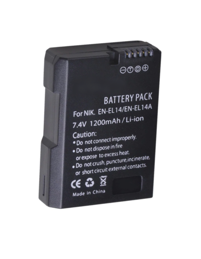 Аккумулятор Run Energy (1200mAh) EN-EL14/EL14A для камеры Nikon D3100, D3200, D3300, D3400 — фото 1