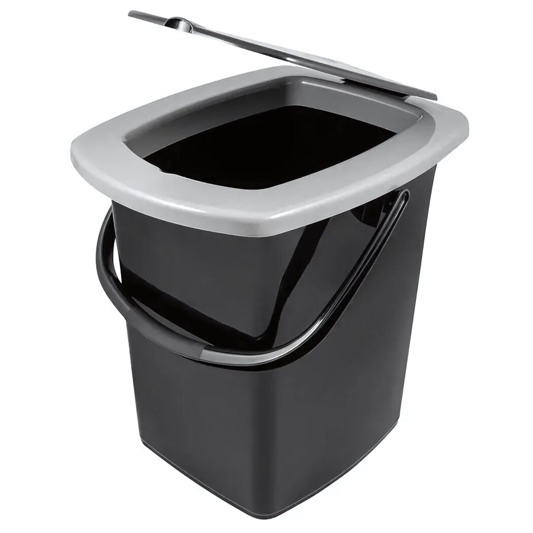 Ведро-туалет пластиковое с крышкой и ручкой 22 л черный цвет для дачи и кемпинга