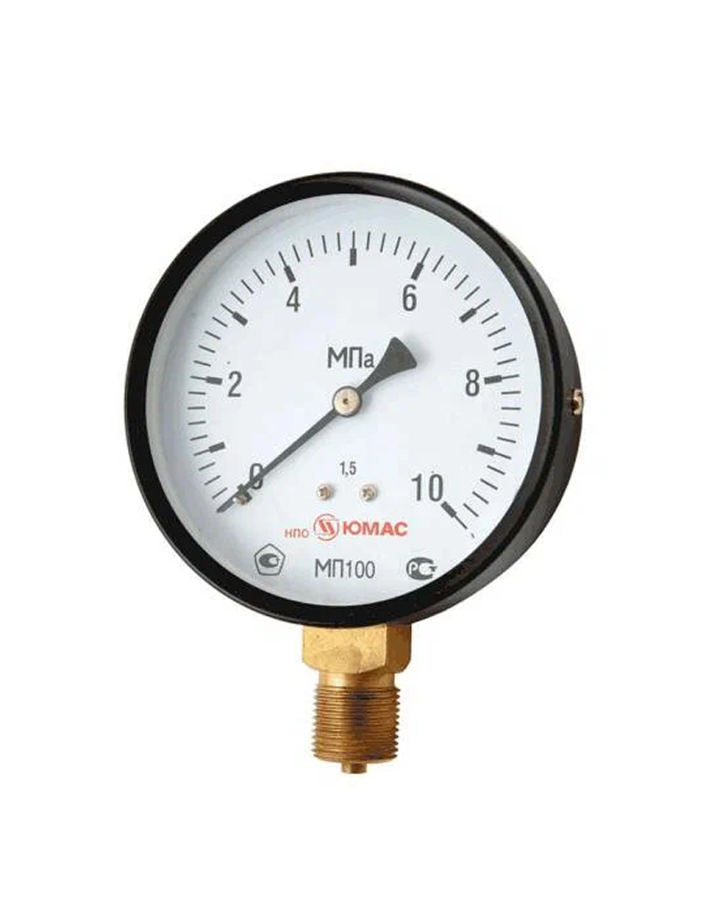 Манометр МП100 радиальный Дк100мм 0-1,6 МПа кл.1,5 G1/2" НПО юмас