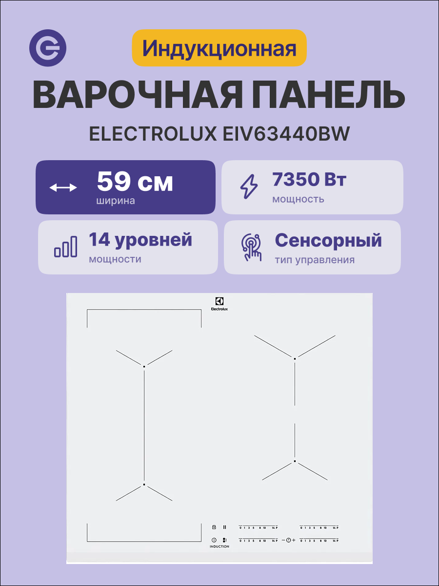 Встраиваемая индукционная панель ELECTROLUX EIV63440BW