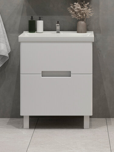 Изображение товара Тумба напольная SanStar Ориана 50 с раковиной Фест 50 (комплект) для ванной комнаты, белая