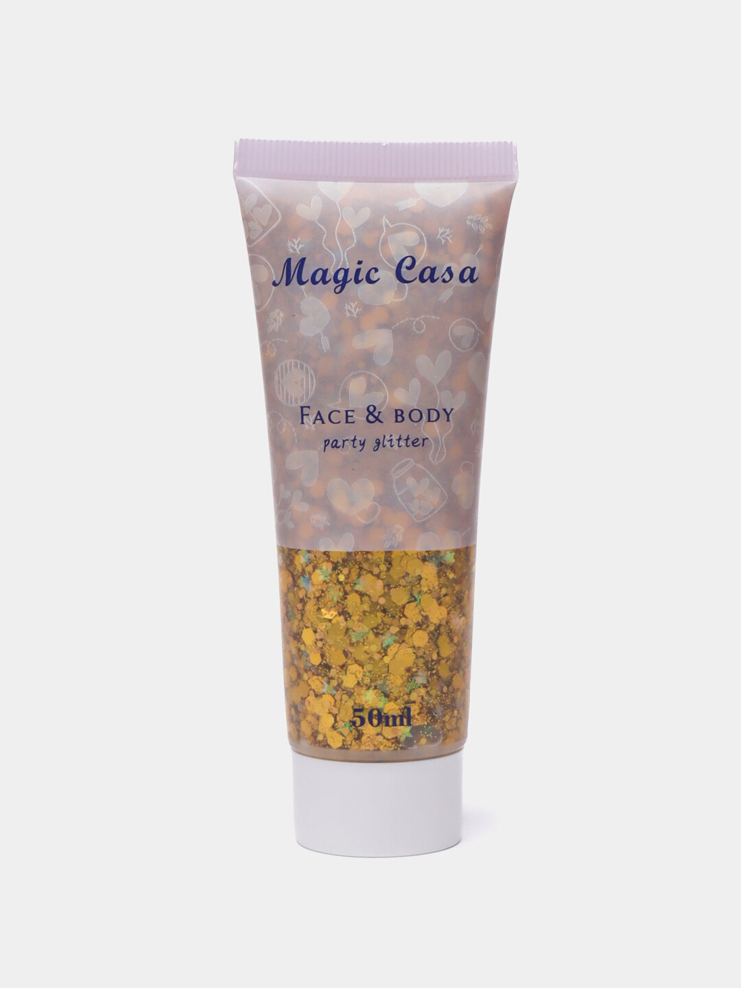 Блеск для лица "MAGIC CASA", гелевый, жёлтый, для губ, лица, с блестками