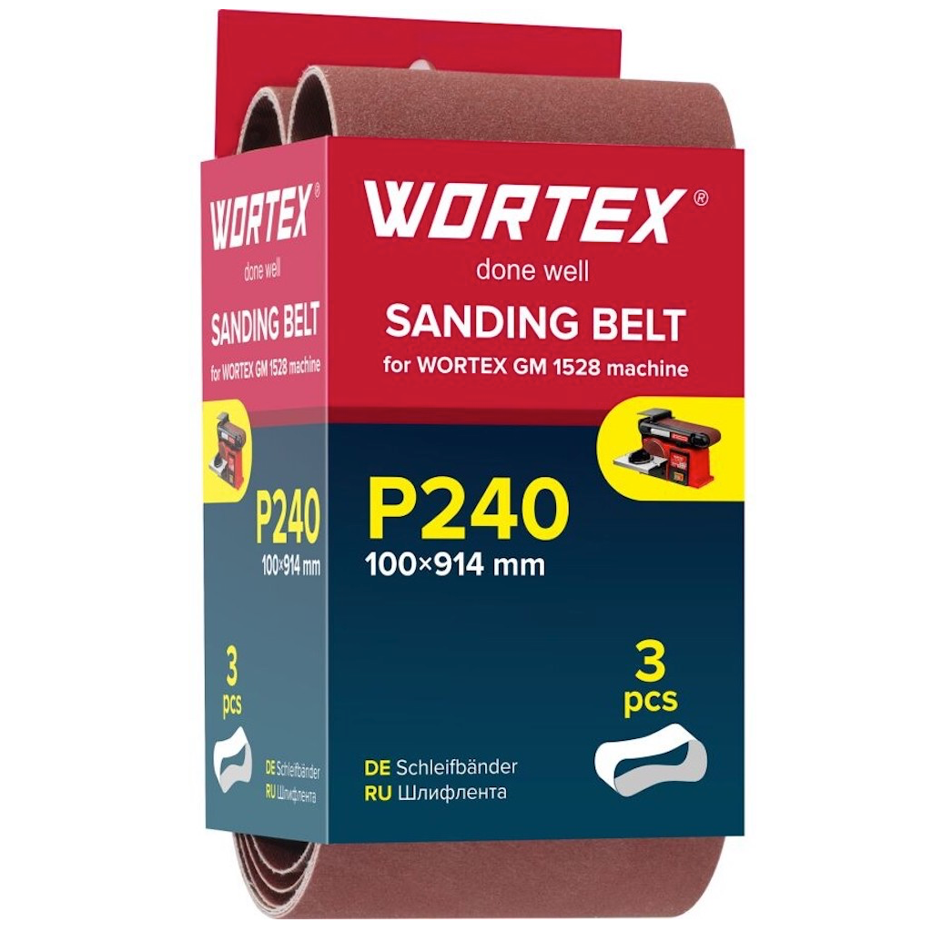 Лента шлифовальная 100x914 мм P240 бесконечная WORTEX 3 штуки (1325977)
