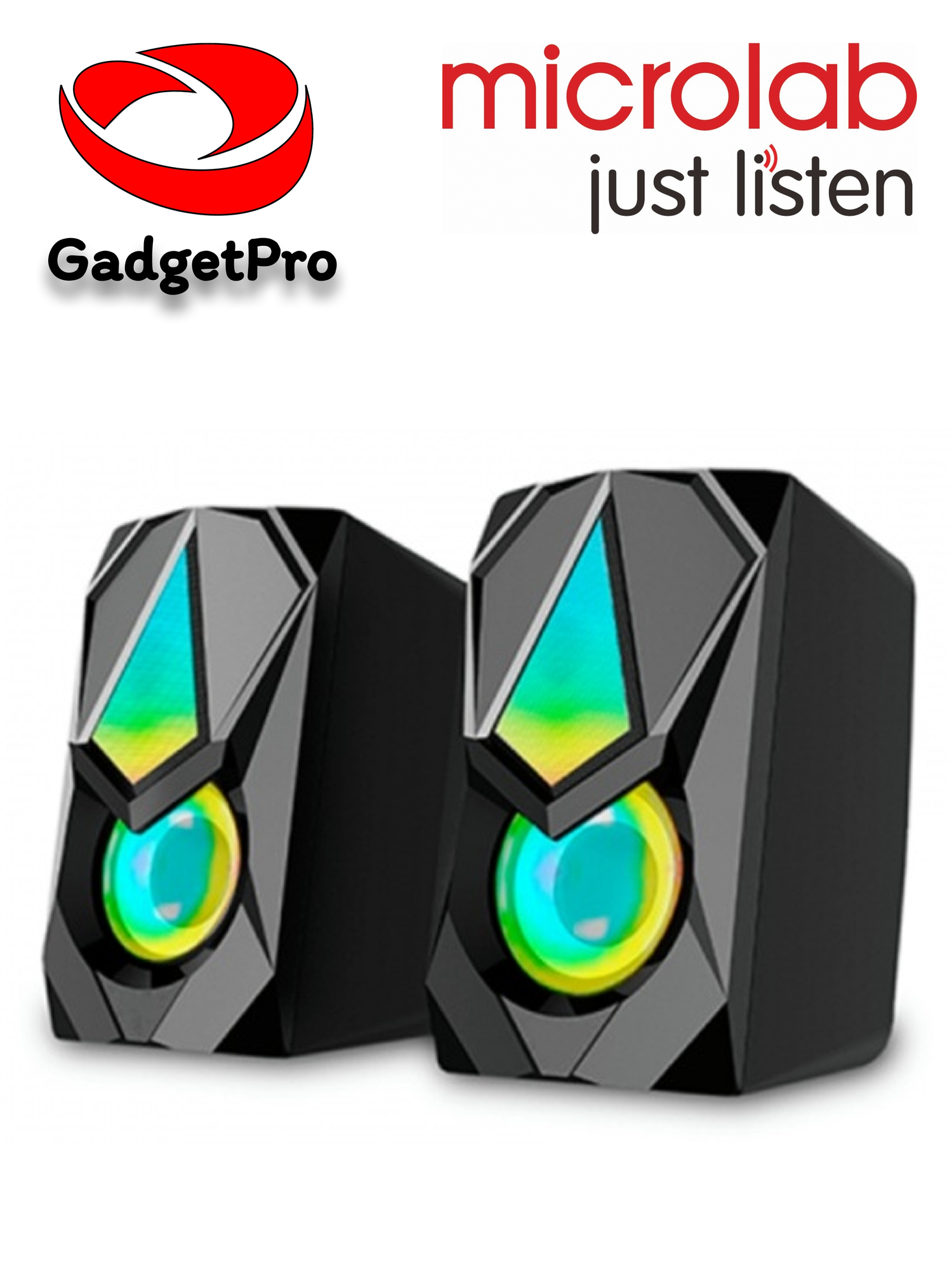 Компьютерные колонки Microlab B25 RGB Black, акустика 2.0, 6 Вт, LED подсветка, USB, регулятор громкости
