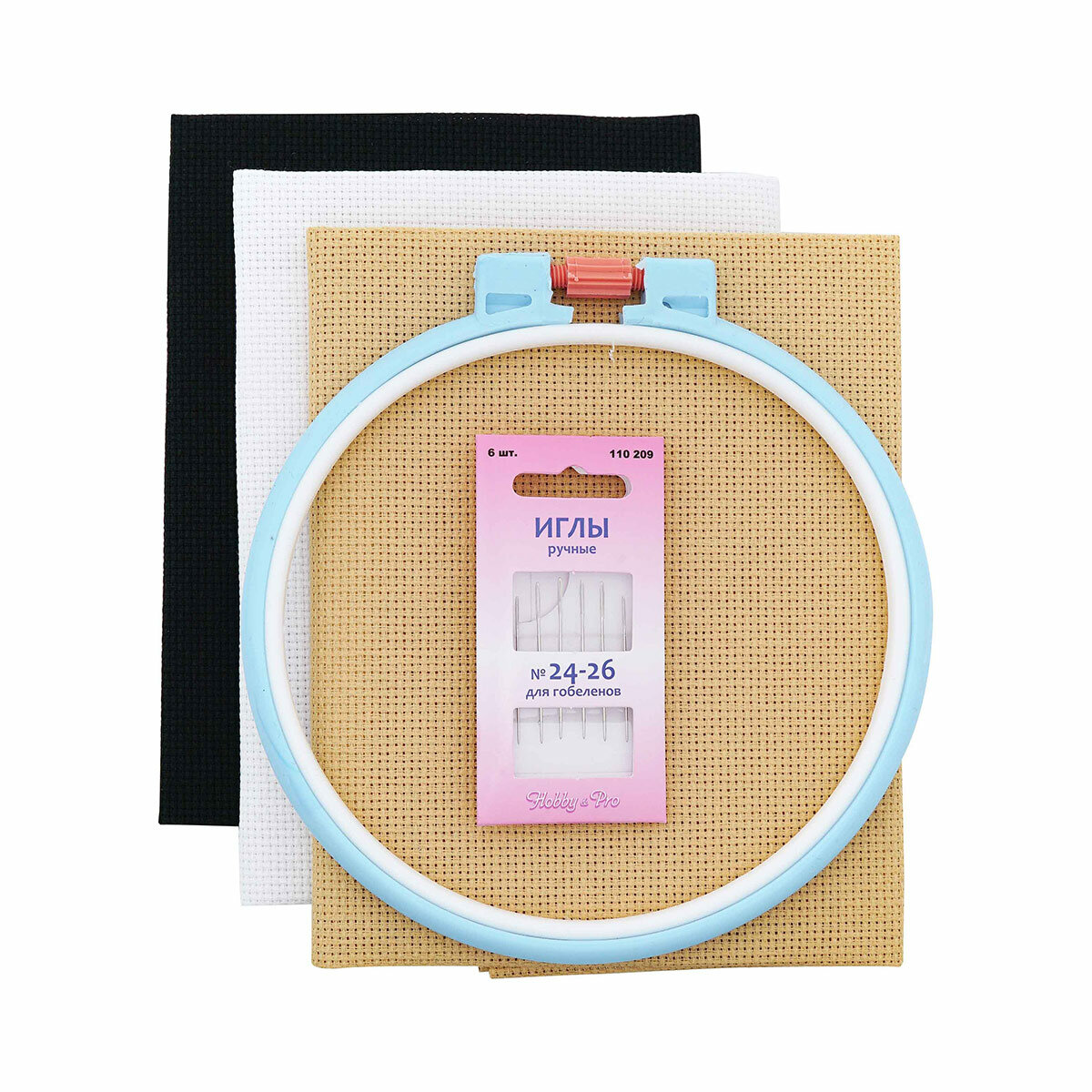 Канва для вышивания набор 3 цвета по 50*50 см (белый, черный, бежевый), Bestex