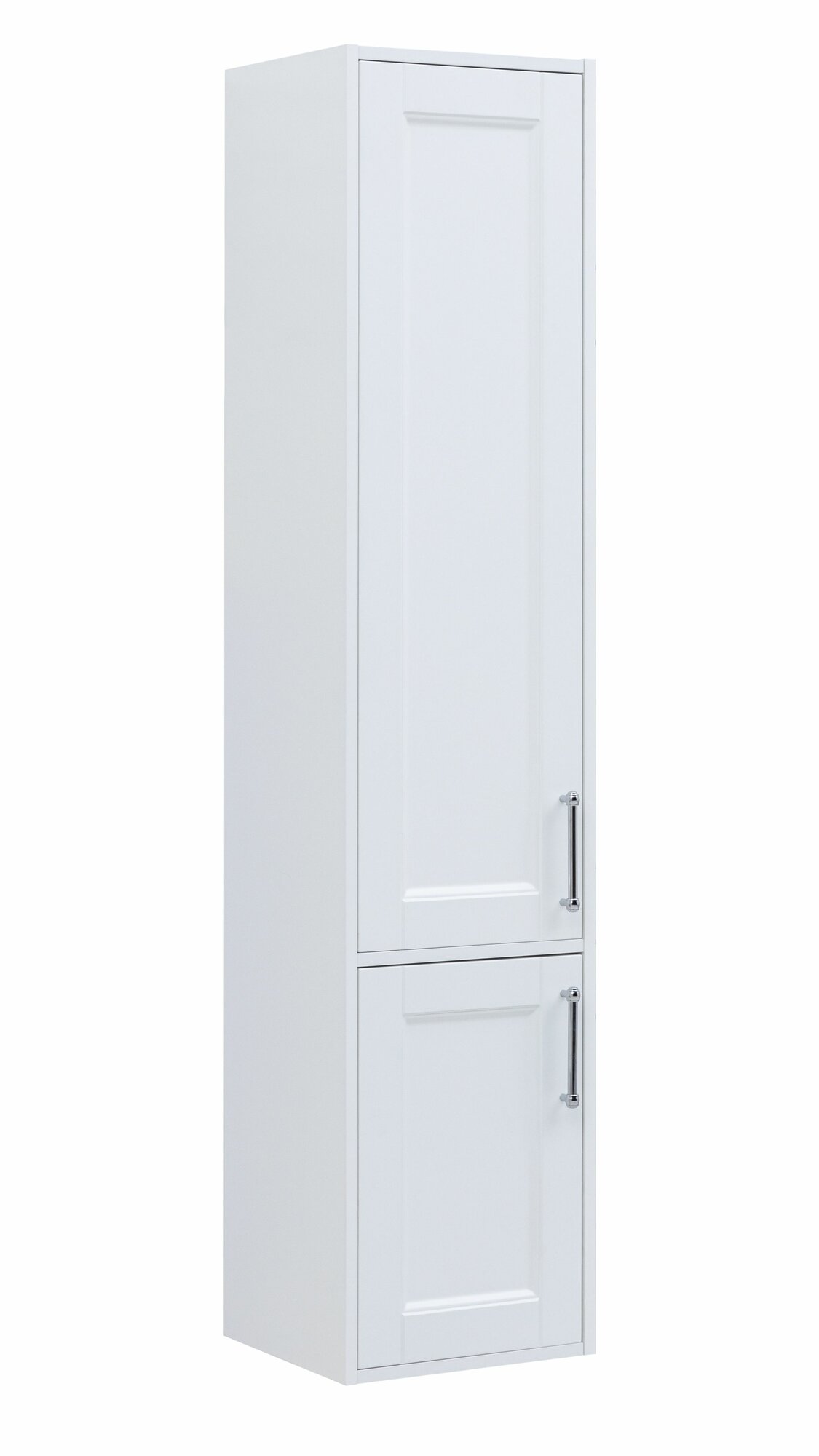 Шкаф пенал для ванной с полками навесной в ванную левый 35 белый сатин Aquanet Бостон New L