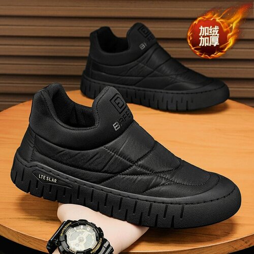 Изображение товара MOOCIE Мужские парусиновые туфли, летние, из бархата, теплые, хлопковые туфли, в стиле One Step Old Beijing, тканевые туфли для вождения, мягкая подошва, черные, модные, спортивные туфли из бархата, EU:40